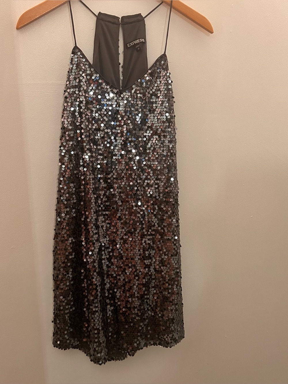 Express Silver Sequin Mini Slip Dress